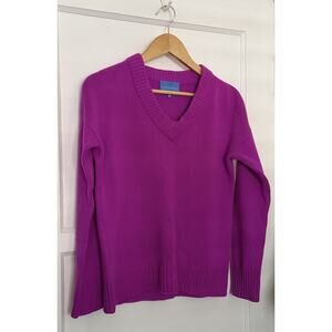 Alice Walk Vibrant Magenta V Neck Cashmere Sweater Size XS EUC